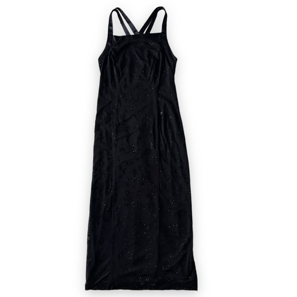 90's CDC Vintage Formal Evening Dress Black Prom Dress Goth Glitter Long Size 8 - Picture 1 of 13